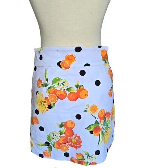 Zac & Rachel Orange Print Polka dot White Skort. size 10 - Picture 2 of 8